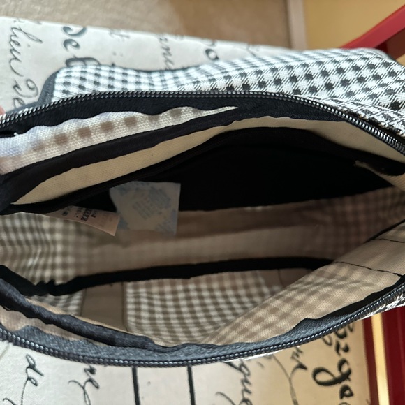Lands' End Canvas Houndstooth Black and White Crossbody Shoulder Bag NEW - Picture 4 of 5